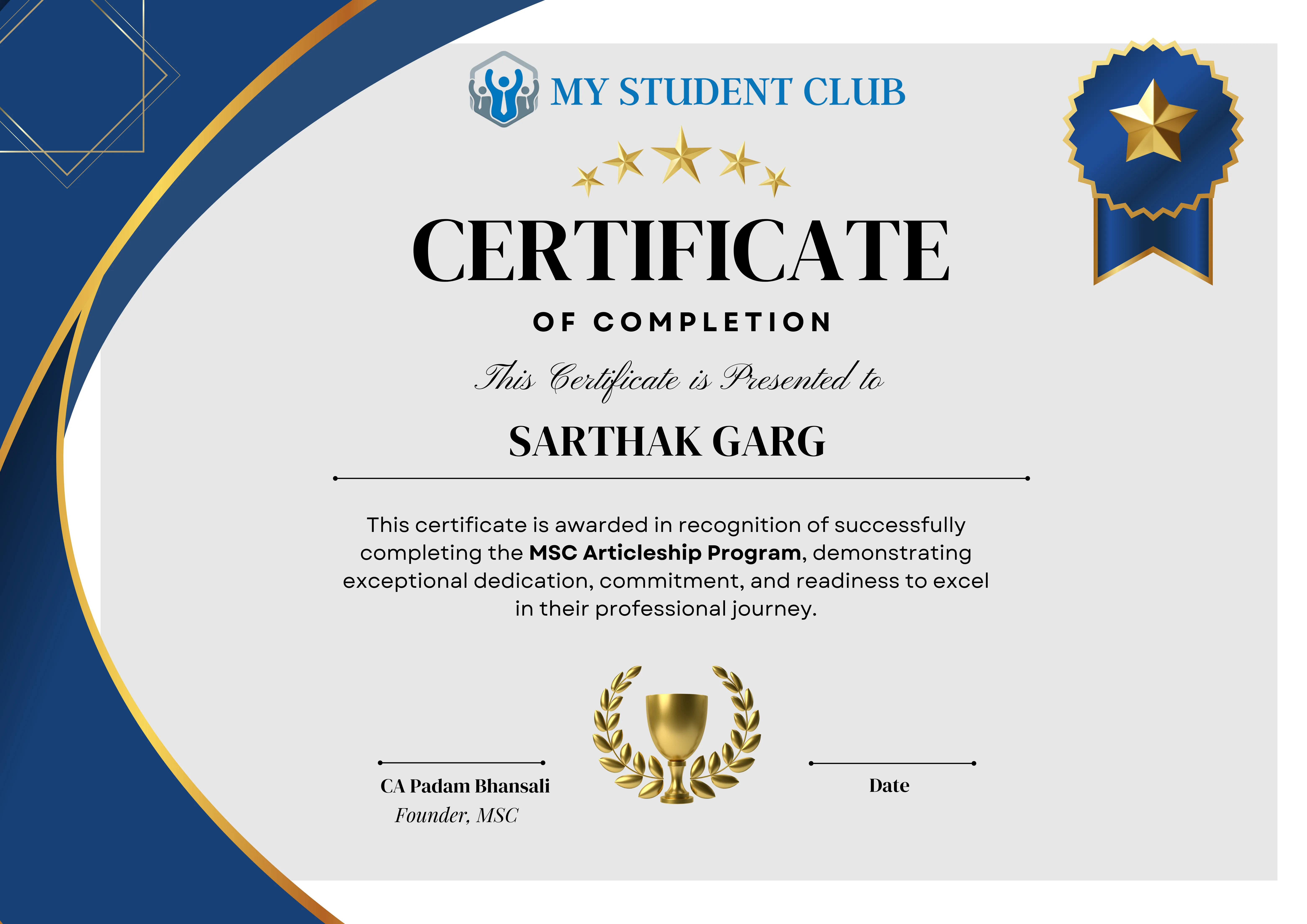 MSC Certificate